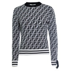 Fendi, black white fendi zucca logo print sweater