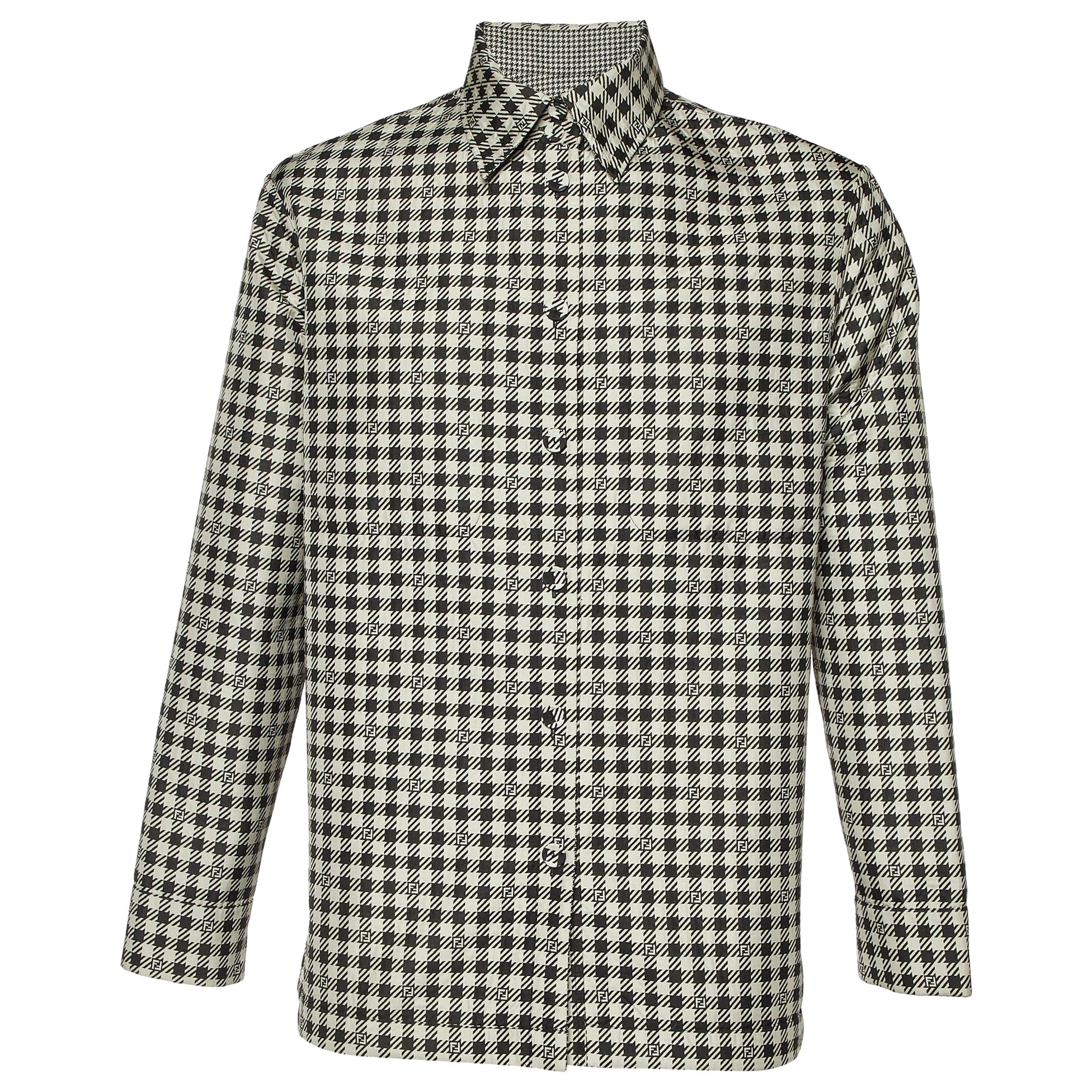 Fendi Veste réversible à motif pied-de-poule noir/blanc M
