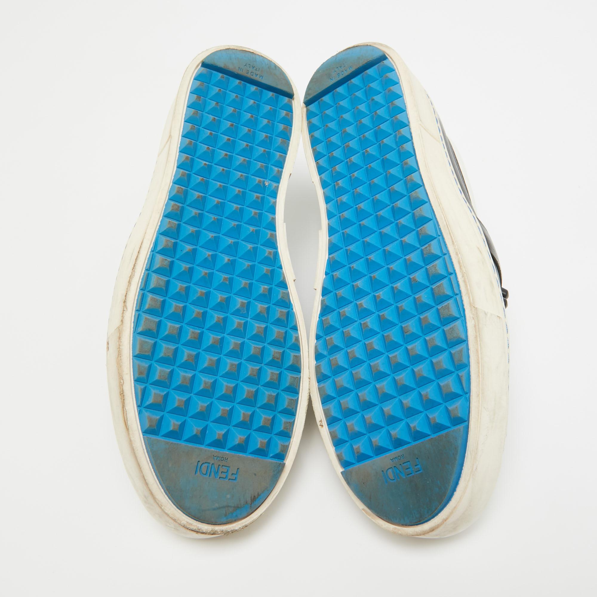 Fendi Negro/Blanco Cuero Tachonado Karl Lover Zapatillas Slip On Talla 37 en venta 1