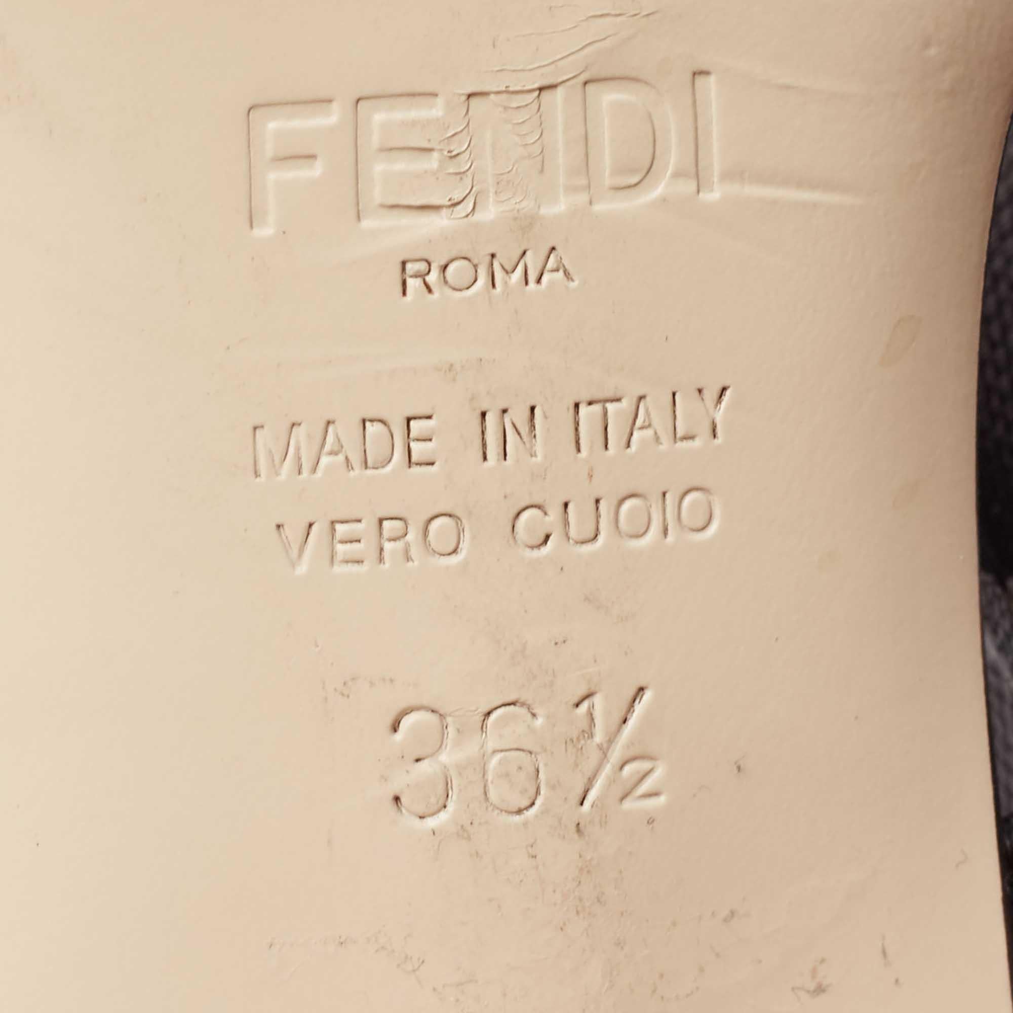 Fendi Black/White Mesh and Canvas Colibri Slingback Pumps Size 36.5 2