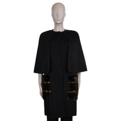 FENDI noir laine 2016 FUR POCKETS CAPE Manteau Veste 38 XS