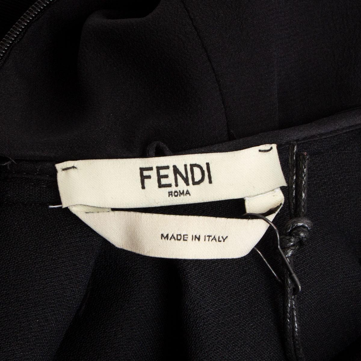 FENDI black wool blend 2018 PEARL EMBELLISHED Cocktail Dress 40 S In Excellent Condition In Zürich, CH