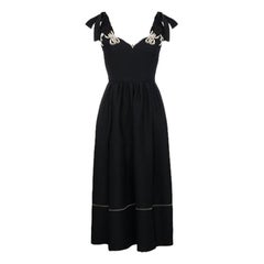 FENDI black wool blend 2018 PEARL EMBELLISHED Cocktail Dress 40 S