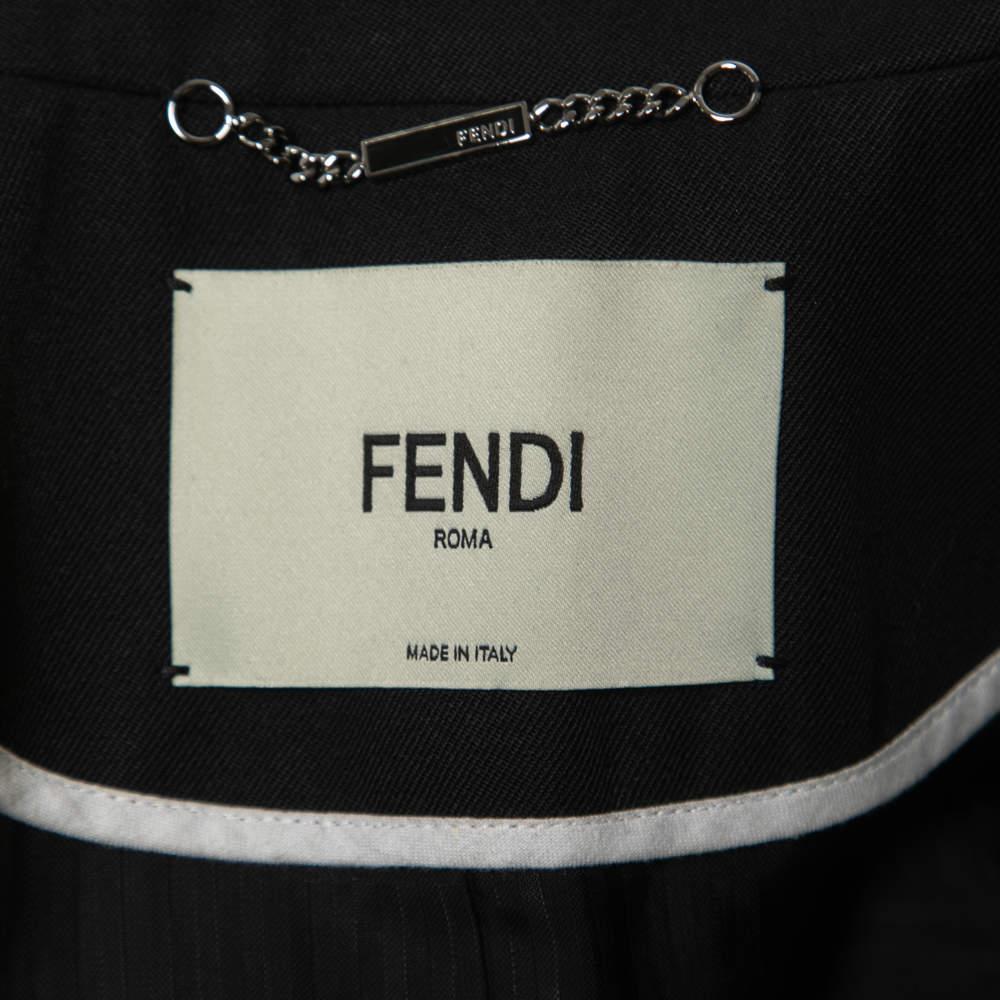 Fendi Black Wool Blend Fur Cuff Detail Tailored Blazer S In Excellent Condition In Dubai, Al Qouz 2
