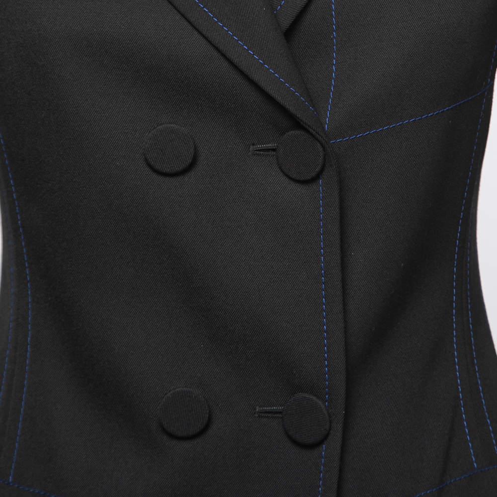 Women's Fendi Black Wool Blend Fur Cuff Detail Tailored Blazer S