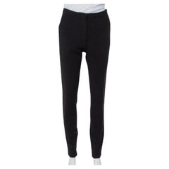 Fendi Black Wool Contrast Trim Zip Detail Tapered Leg Pants S