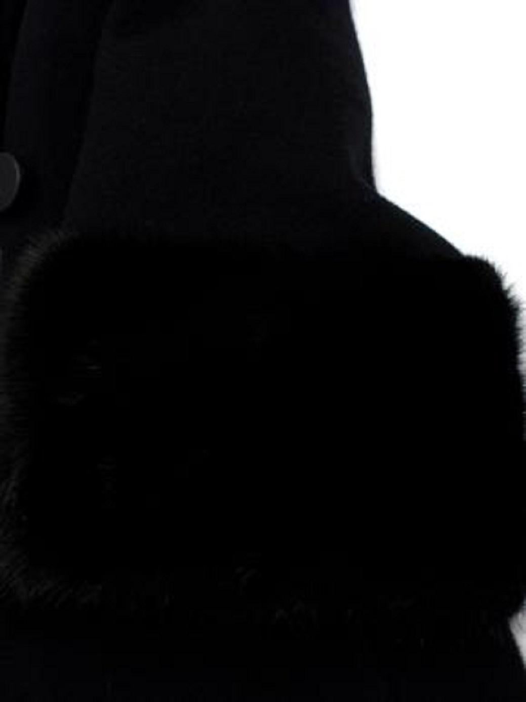 Women's Fendi Black Wool Double Breasted Coat with Mink Fur Cuffs For Sale