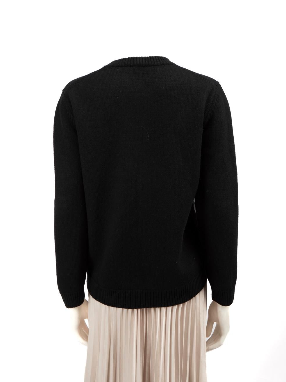 Noir Pull en laine noire avec logo FF tricoté par Fendi Taille 4XL en vente