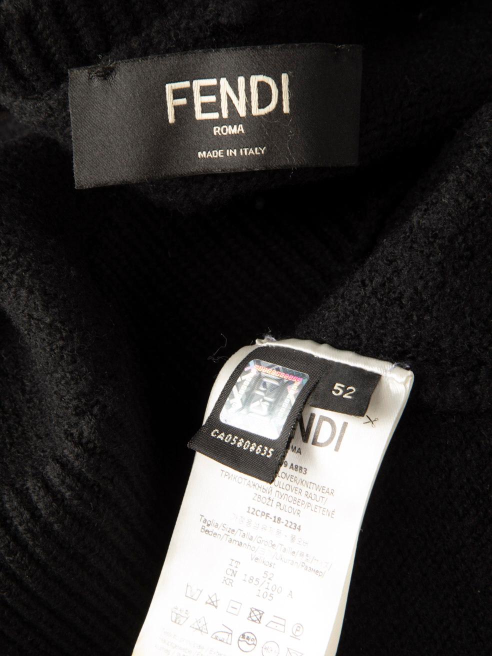 Pull en laine noire avec logo FF tricoté par Fendi Taille 4XL en vente 2