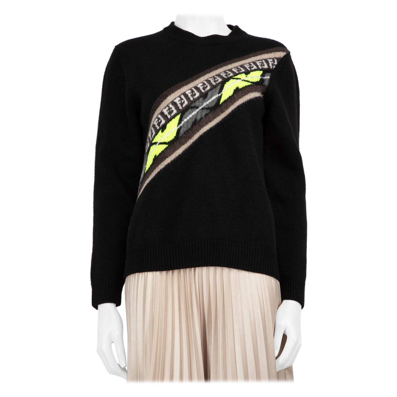 Fendi Black Wool FF Logo Knitted Jumper Size 4XL