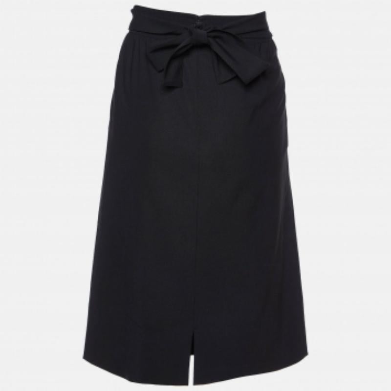 Fendi Jupe genouillère en laine noire M. en vente 2