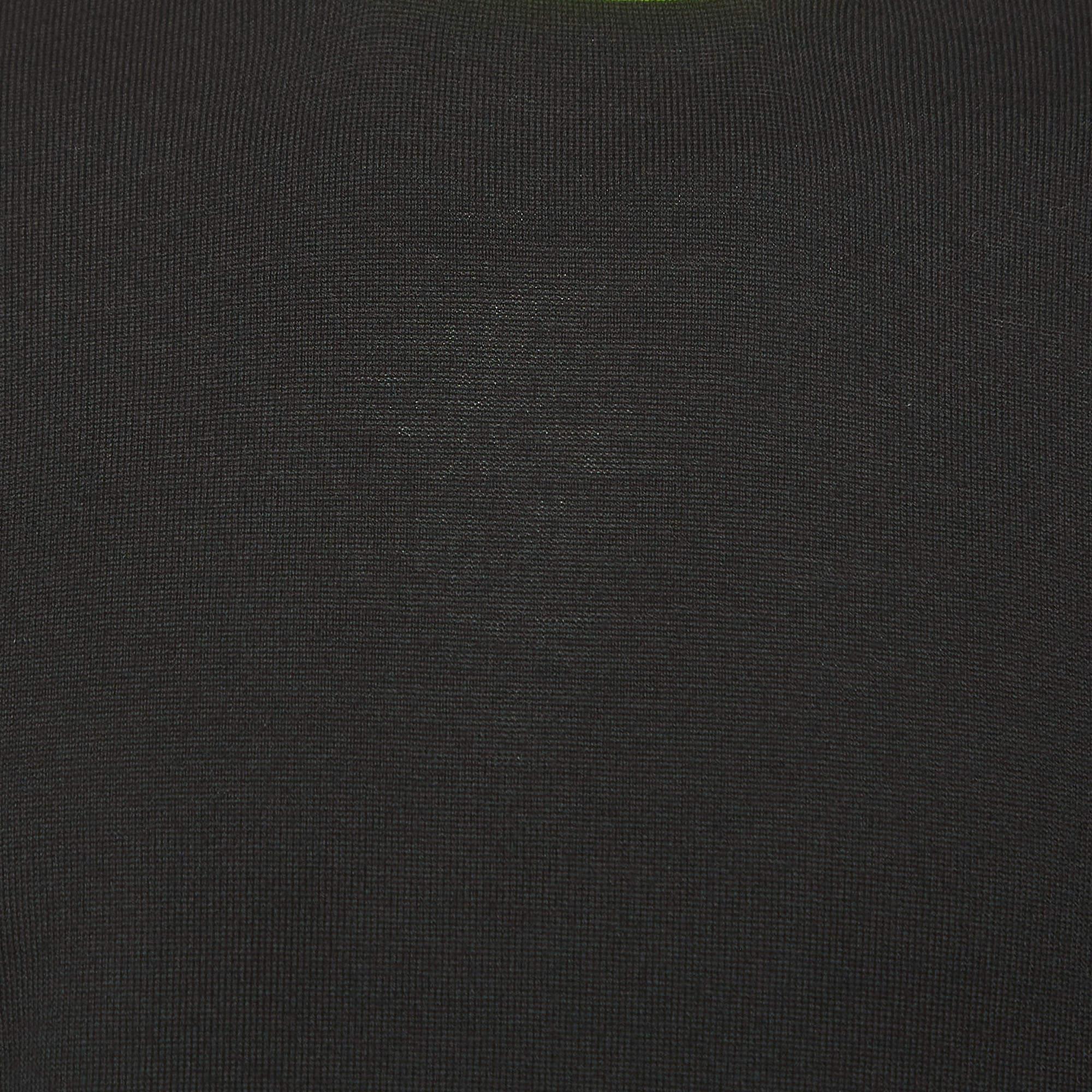 Fendi Black Wool Logo Neck Detail Jumper M For Sale 2
