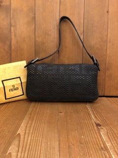 2000s Fendi Dark Brown Woven Leather Baguette Bag
