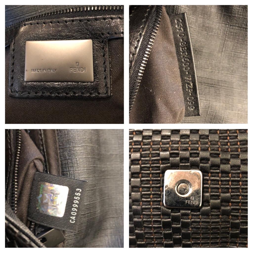 Black 2000s Fendi Dark Brown Woven Leather Baguette Bag