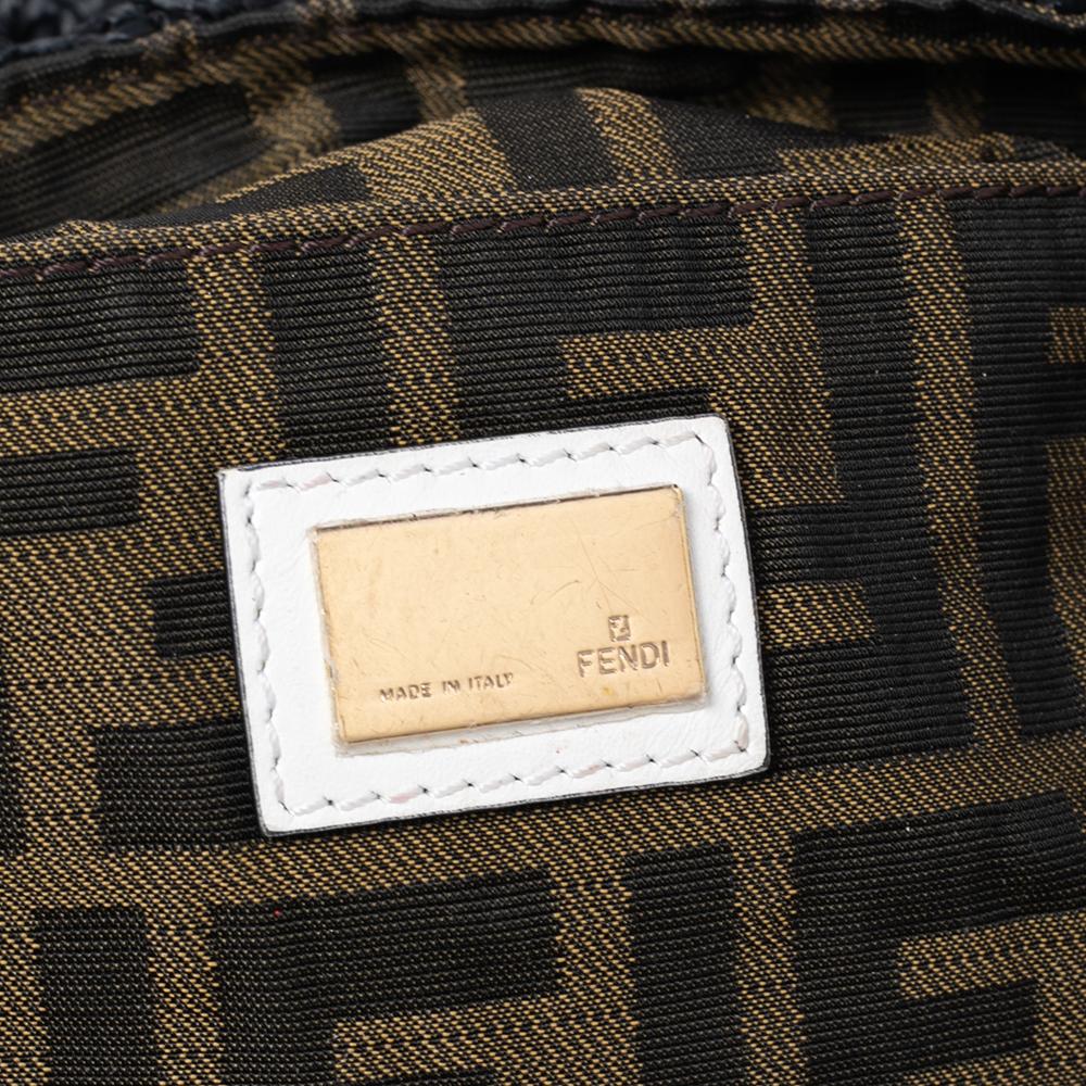 Fendi Black Woven Straw Flap Shoulder Bag 6