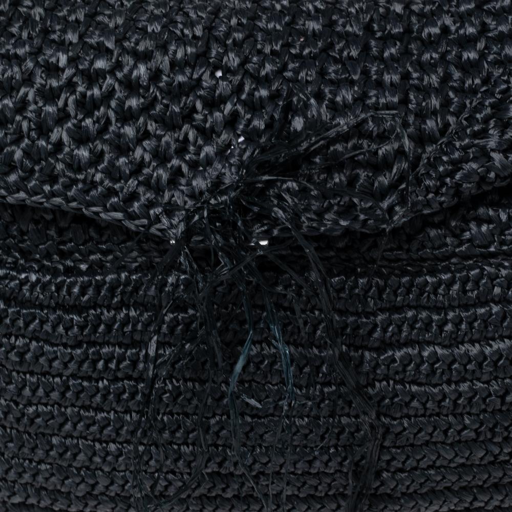 Fendi Black Woven Straw Flap Shoulder Bag 1