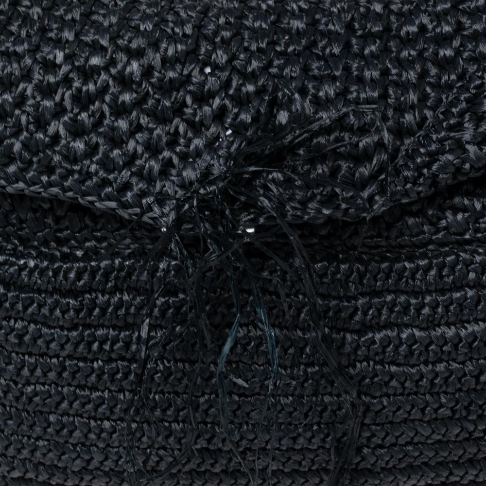 Fendi Black Woven Straw Flap Shoulder Bag 5