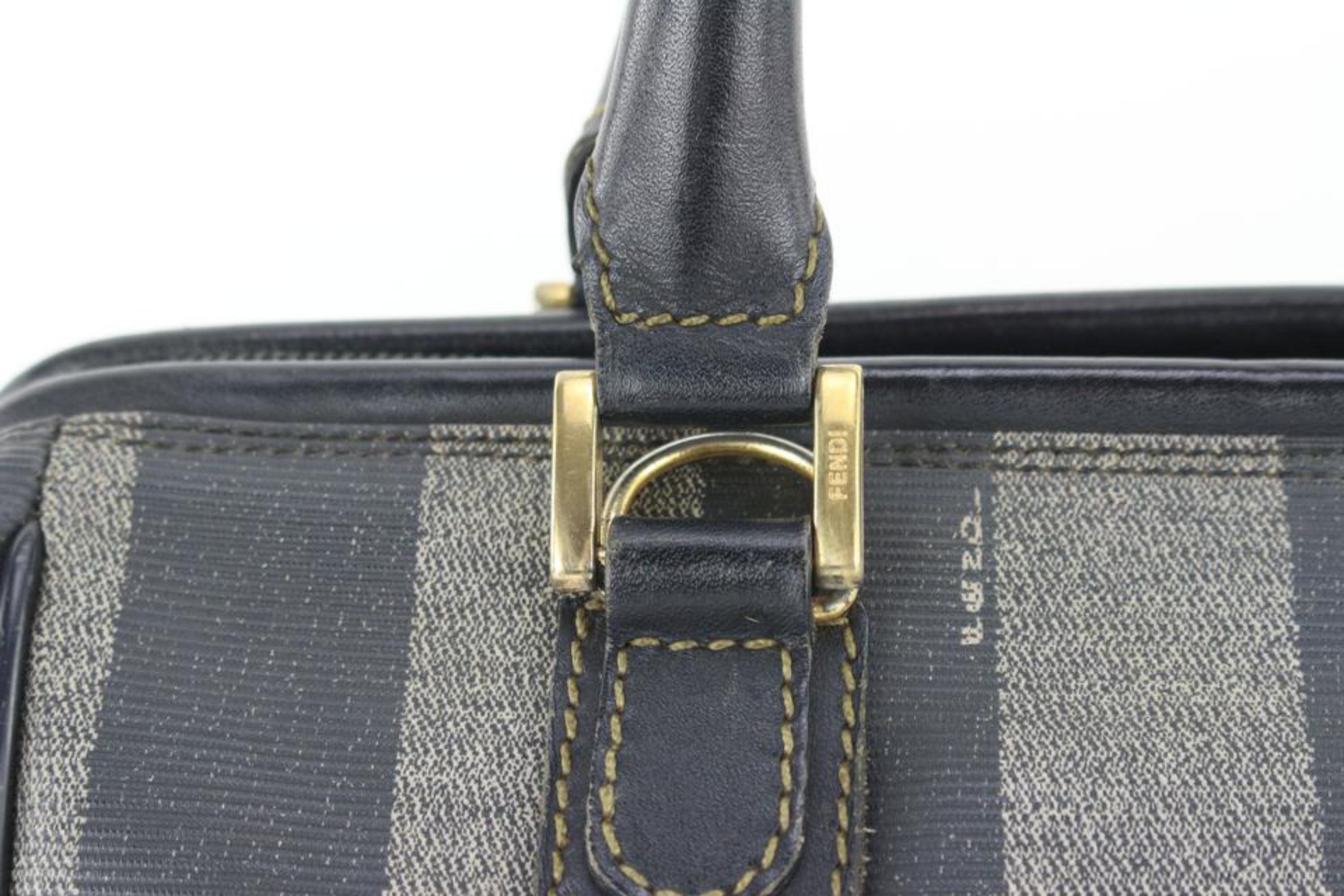 Fendi Black x Grey Stripe Frame Bowler Boston Bag 1F1028 7
