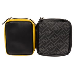 Fendi Black Yellow Calfskin Leather Multi Pouch Forever Waist Bag