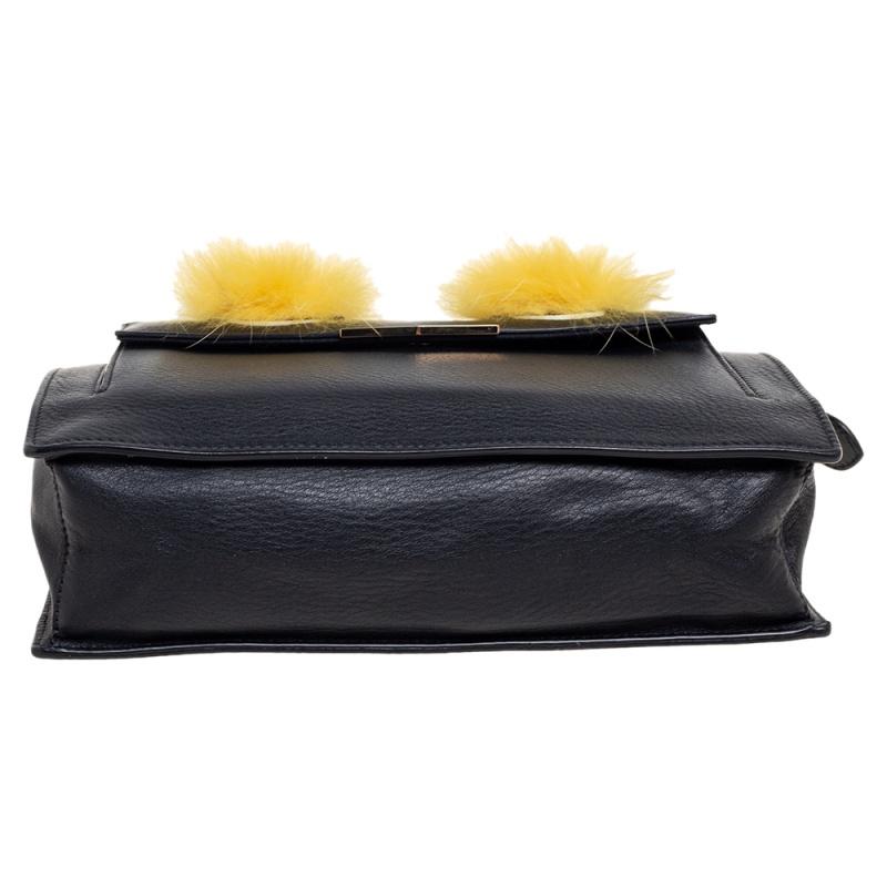 Fendi Monster-Clutch aus schwarzem/gelbem Leder Damen