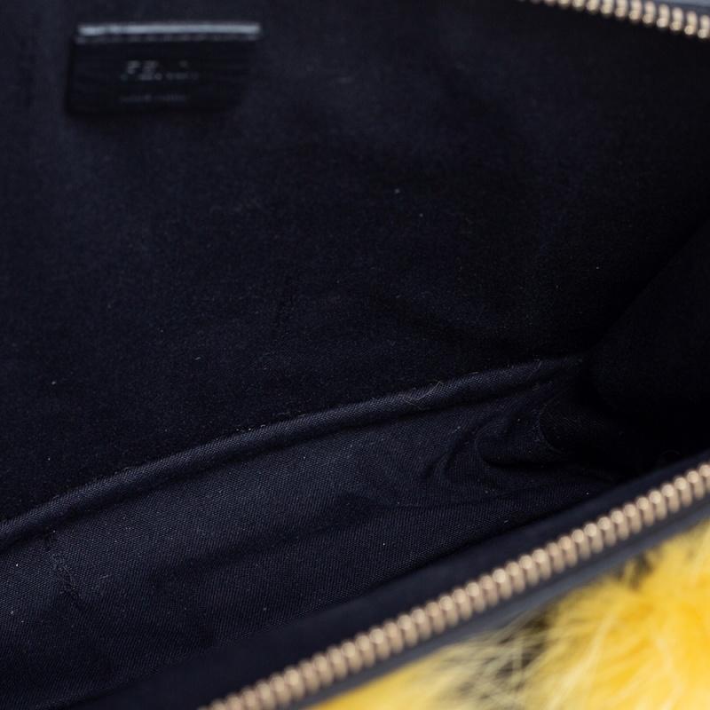 Fendi Monster-Clutch aus schwarzem/gelbem Leder 1