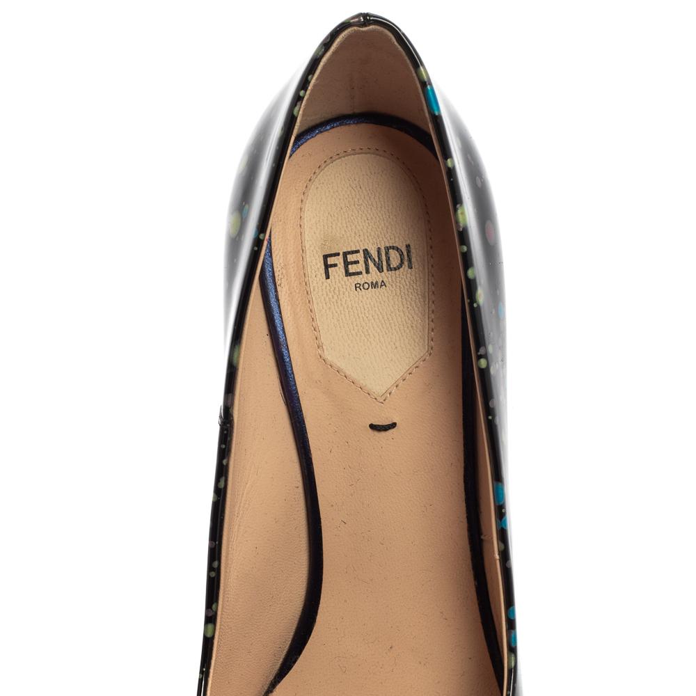 Fendi Black/yellow Patent Leather Anne Pointed Toe Pumps Size 37 3