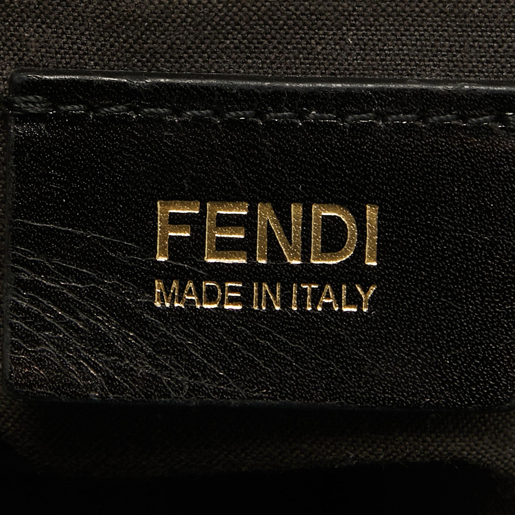 Fendi Black Zucca Canvas and Leather Chef Chain Link Hobo 4