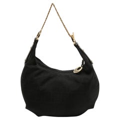 Fendi Black Zucca Canvas and Leather Chef Chain Link Hobo