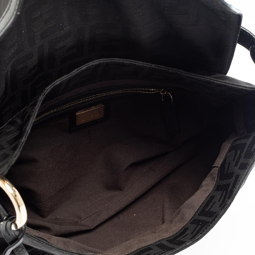 Fendi Black Zucca Canvas and Leather Chef Shoulder Bag 6