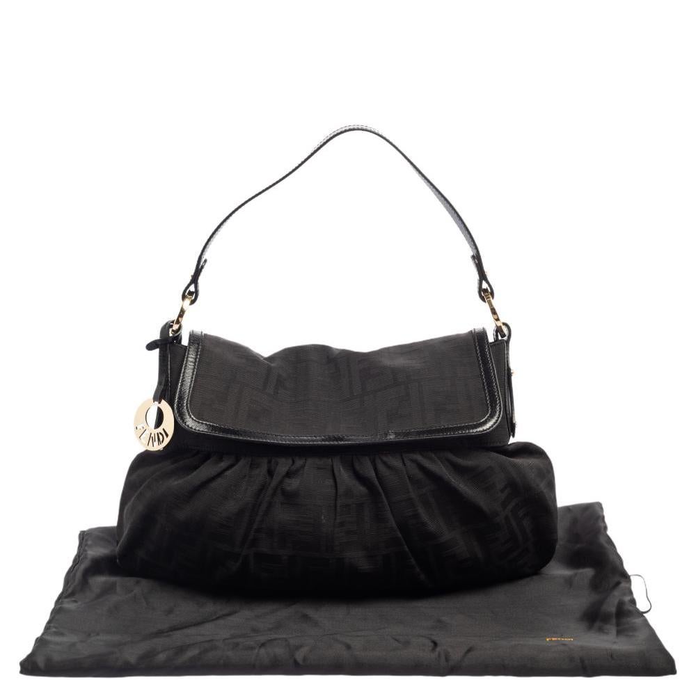 Fendi Black Zucca Canvas and Leather Chef Shoulder Bag 8