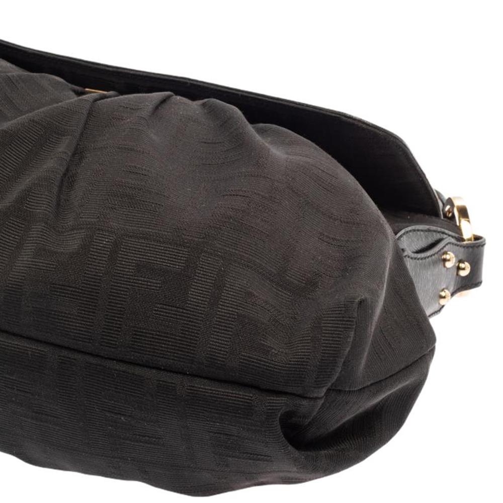 Fendi Black Zucca Canvas and Leather Chef Shoulder Bag 3