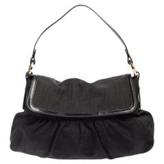 Fendi Black Zucca Canvas and Leather Chef Shoulder Bag