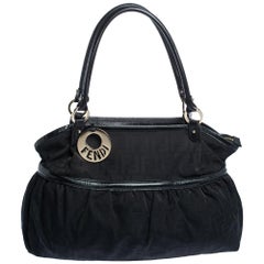 Fendi Black Zucca Canvas and Leather Large Chef Tote