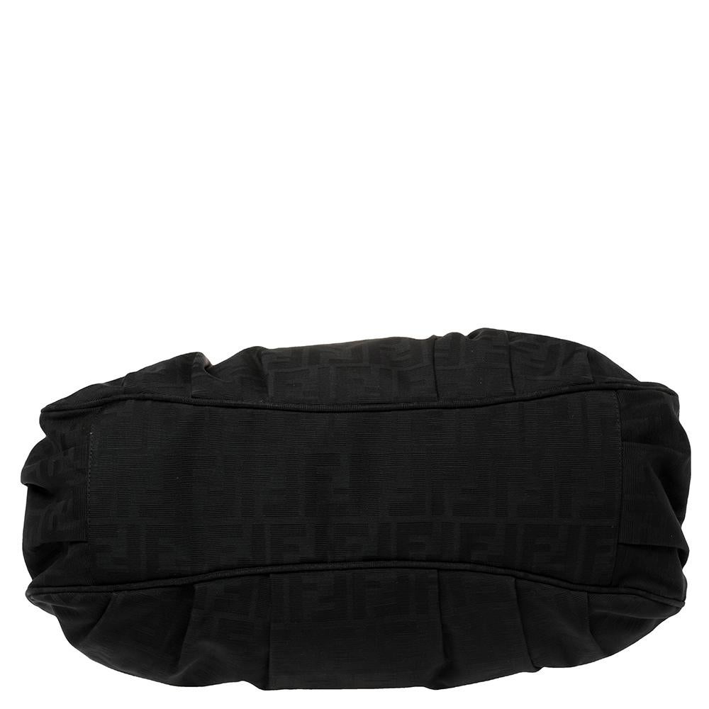Fendi Black Zucca Canvas and Patent Leather Large Mia Shoulder Bag 1