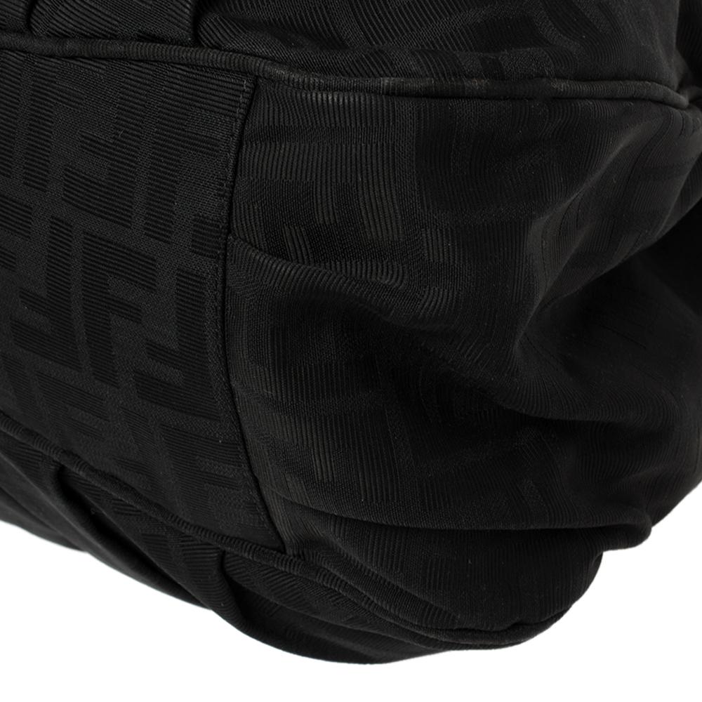 Fendi Black Zucca Canvas and Patent Leather Large Mia Shoulder Bag 3