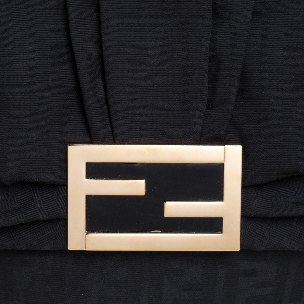 Fendi Black Zucca Canvas and Patent Leather Mia Flap Shoulder Bag 4