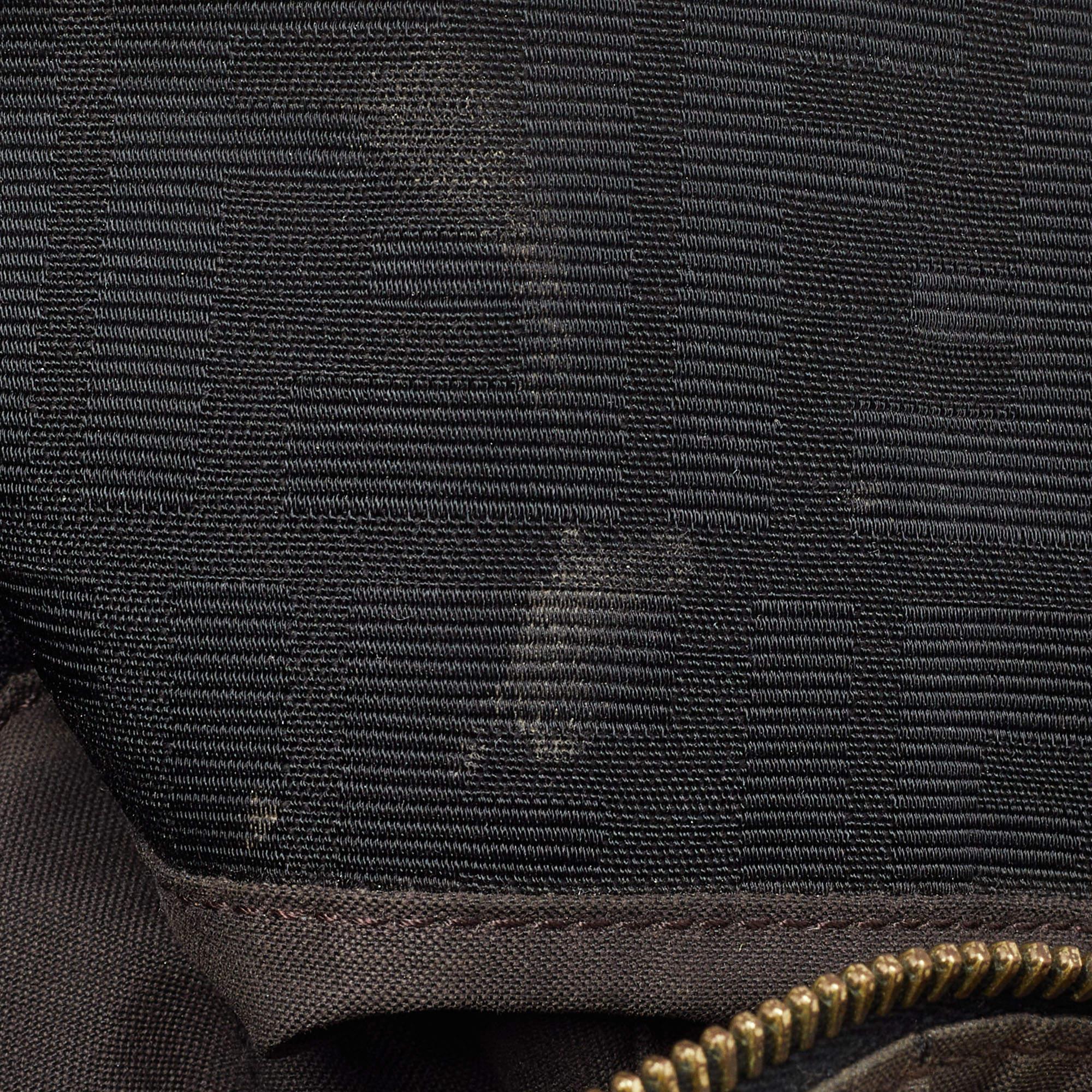 Fendi Black Zucca Canvas and Patent Leather Mia Shoulder Bag For Sale 6