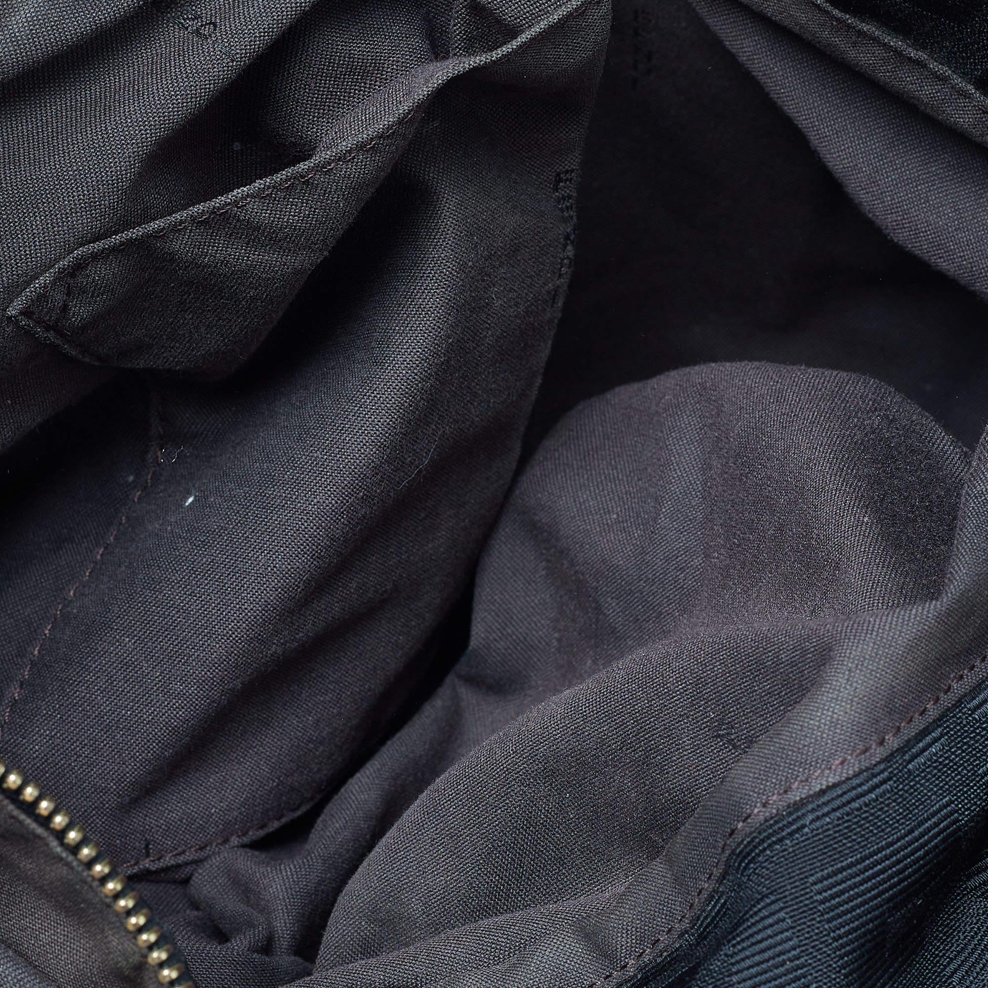 Fendi Black Zucca Canvas and Patent Leather Mia Shoulder Bag For Sale 8