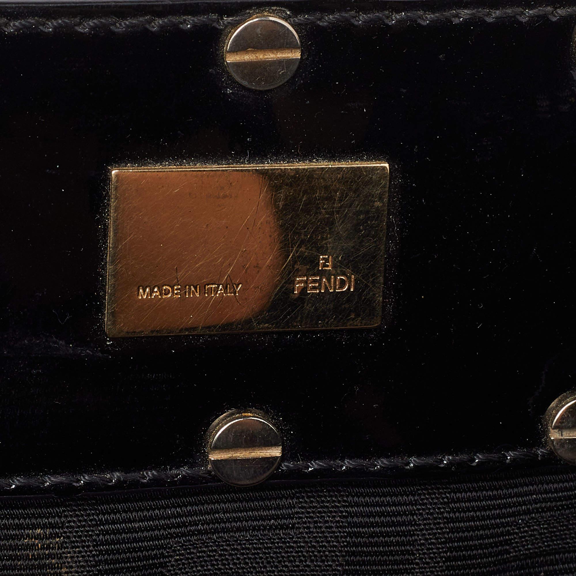 Fendi Black Zucca Canvas and Patent Leather Mia Shoulder Bag For Sale 5