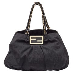 Fendi Black Zucca Canvas and Patent Leather Mia Shoulder Bag