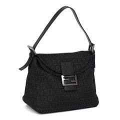 Fendi Black Zucca Canvas & Calfskin Leather Vintage Mama Baguette