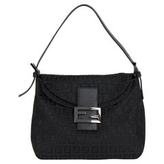 Fendi Black Zucca Canvas & Calfskin Leather Vintage Mama Baguette