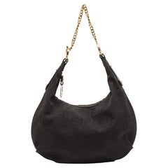 Fendi Black Zucca Canvas Chef Chain Link Hobo