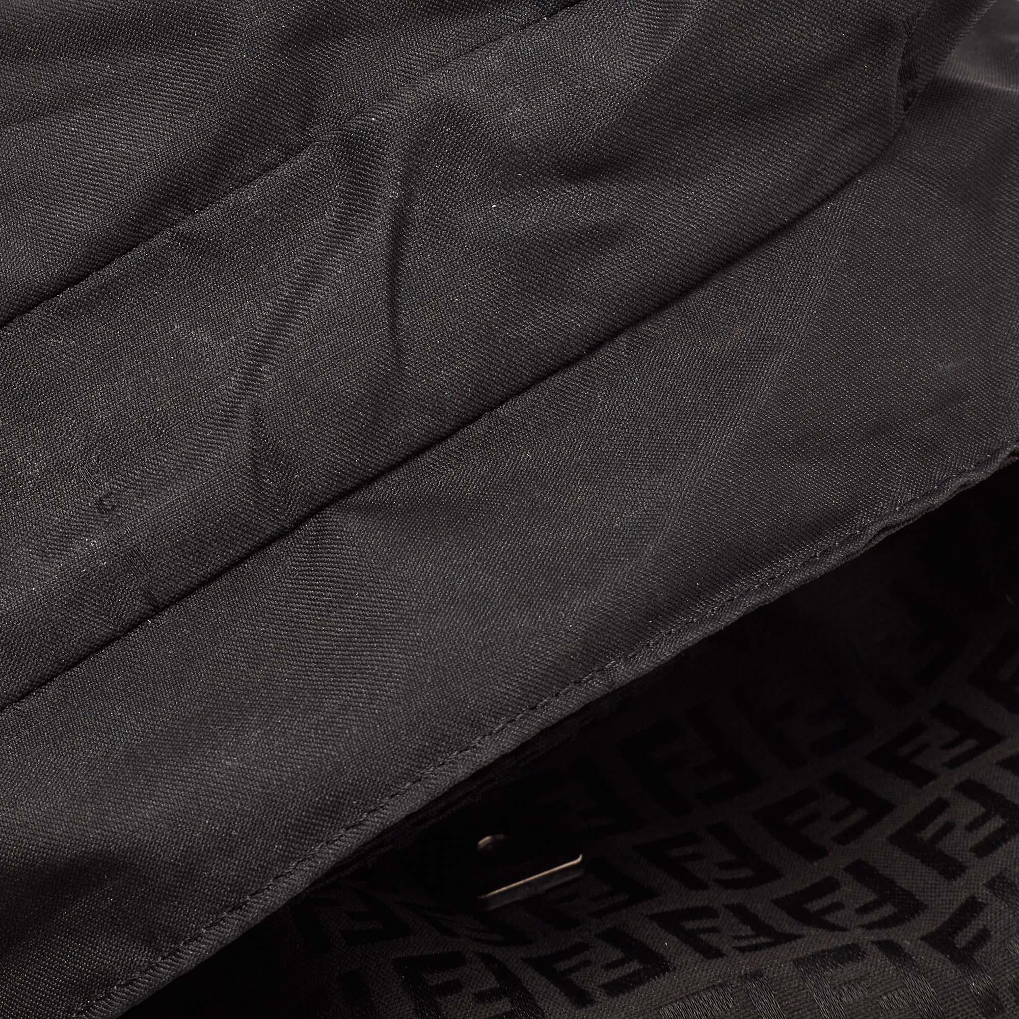 Fendi Black Zucca Canvas Flap Baguette Bag 9