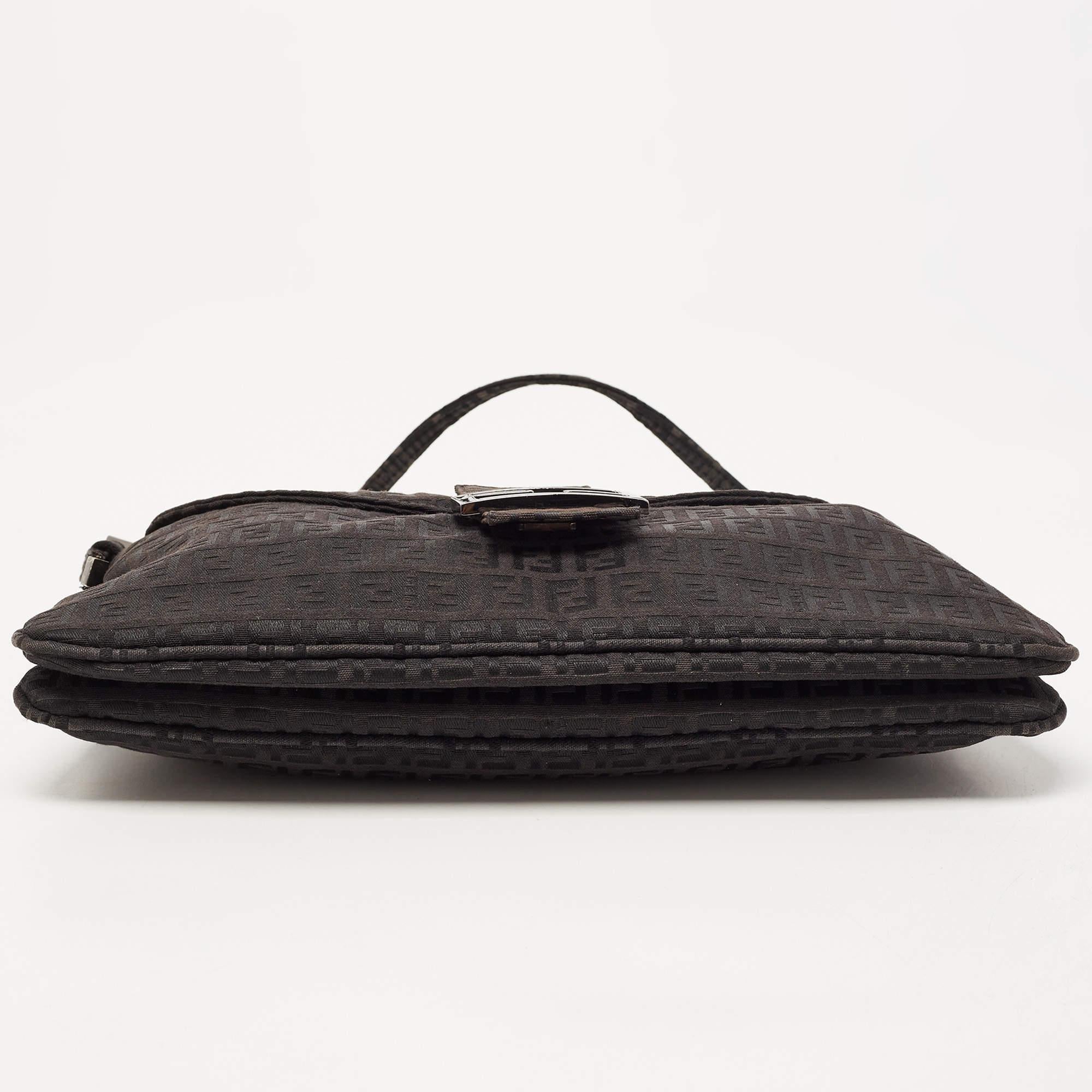 Fendi Black Zucca Canvas Flap Baguette Bag 1