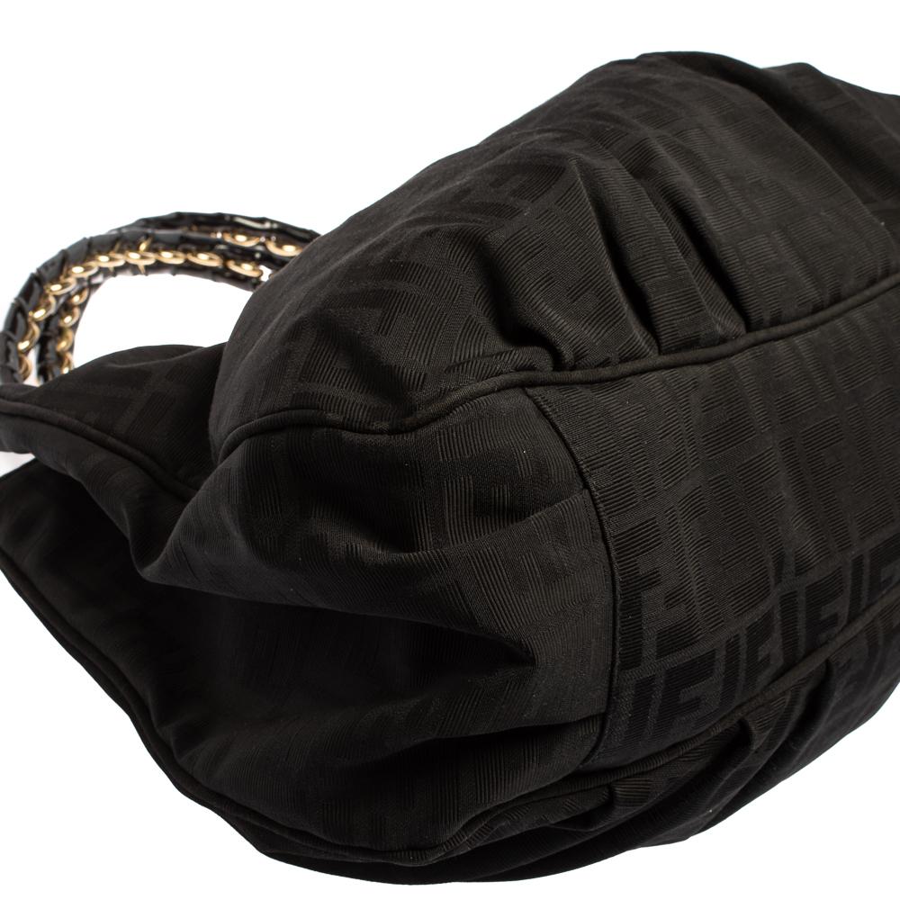 Fendi Black Zucca Canvas Large Mia Shoulder Bag 8