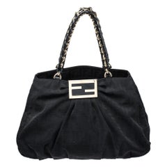 Fendi Black Zucca Canvas Large Mia Shoulder Bag