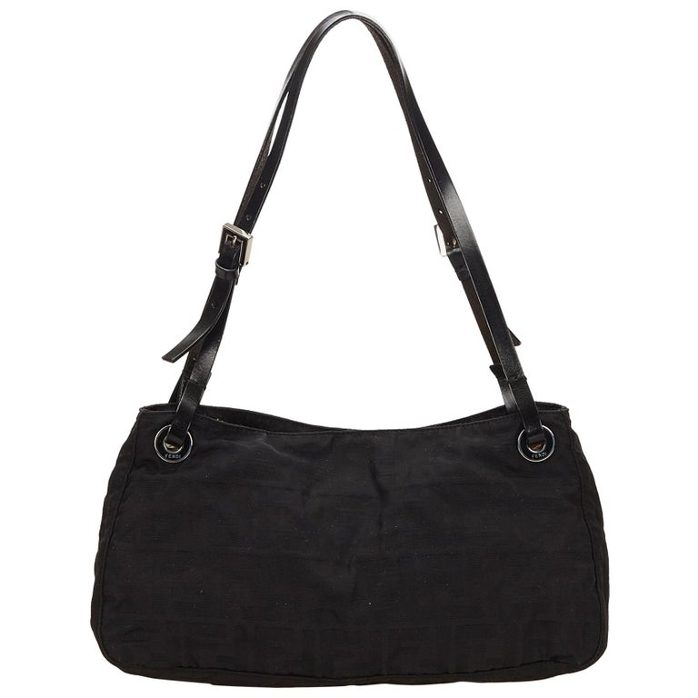 Fendi Black Zucca Canvas Shoulder Bag For Sale at 1stDibs