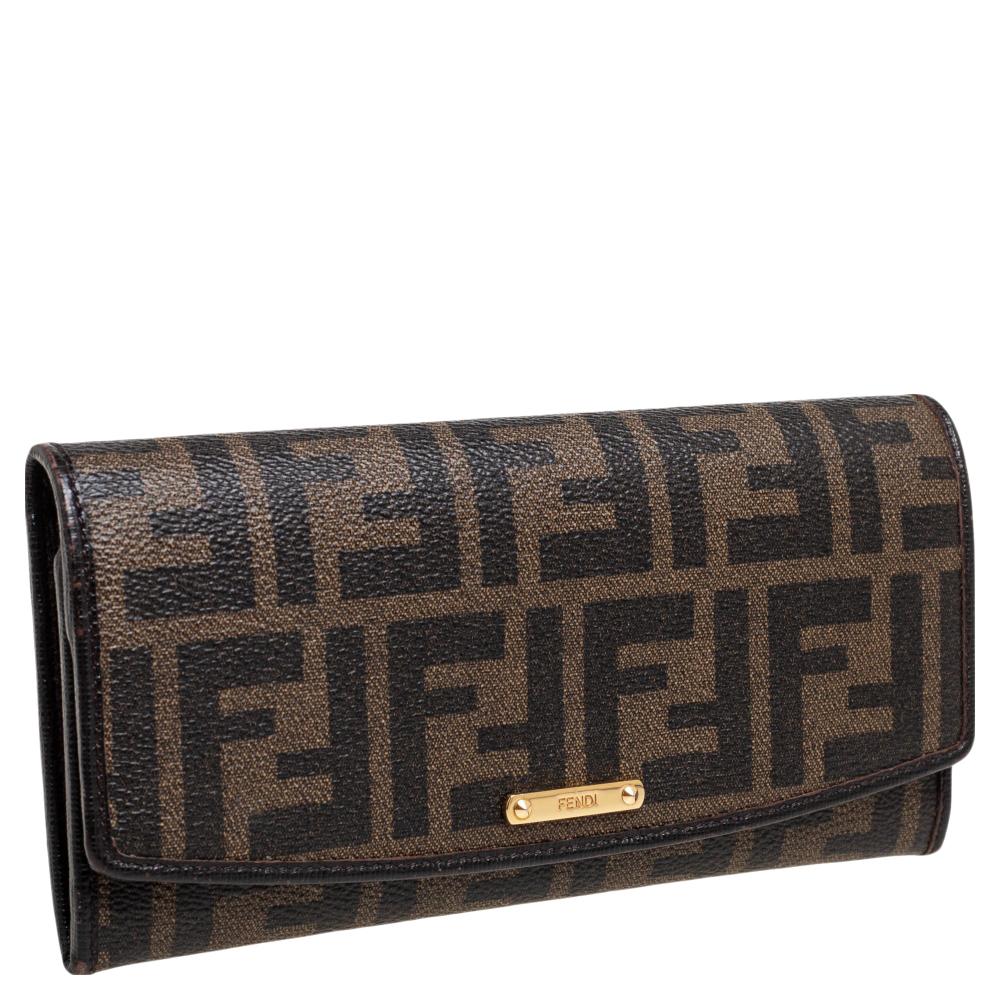 Fendi Black Zucca Coated Canvas and Leather Flap Continental Wallet 2