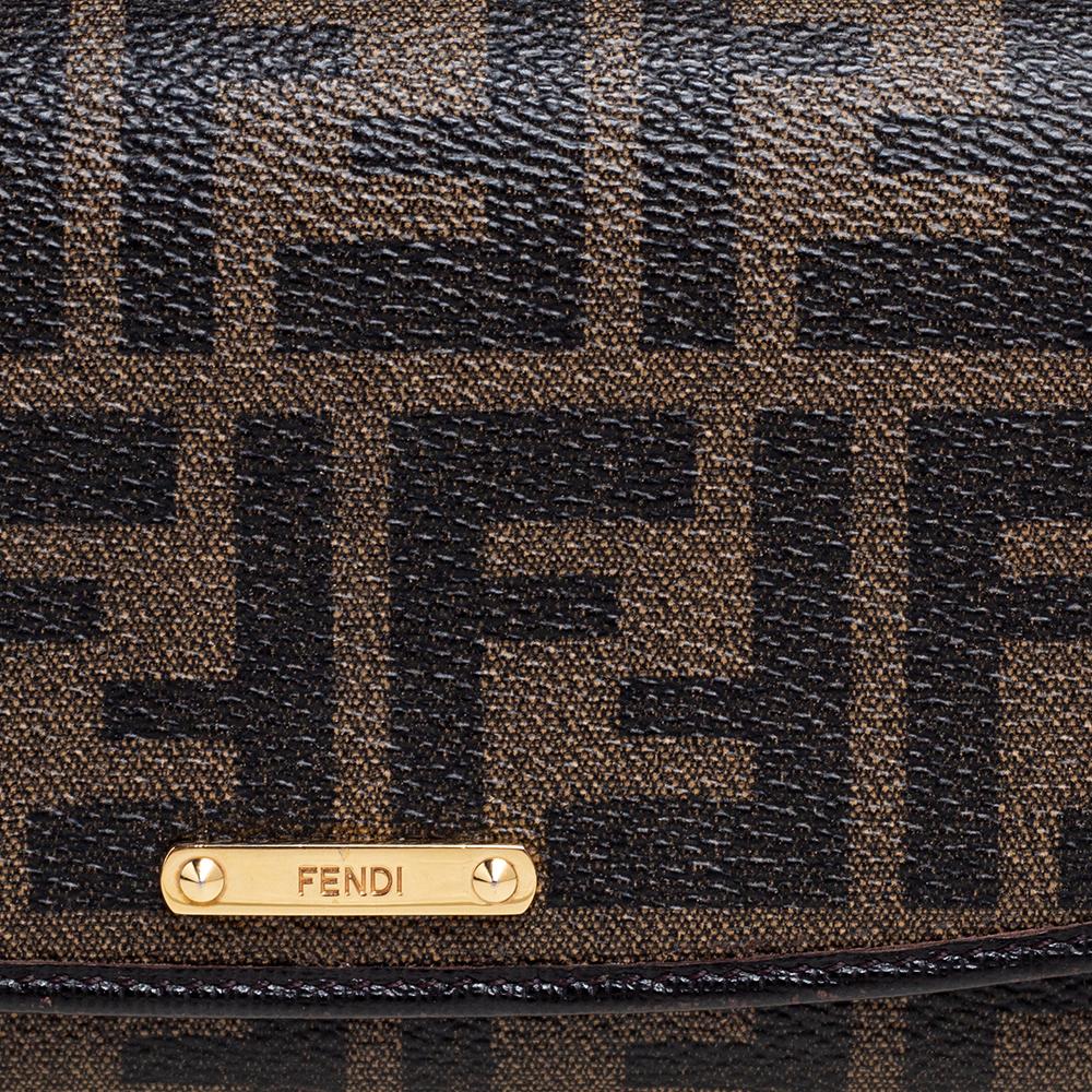 Fendi Black Zucca Coated Canvas and Leather Flap Continental Wallet 4